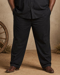 Big & Tall Men's Black Base Navajo Tribe Silhouette Print Short Sleeve Shirt Pants Set