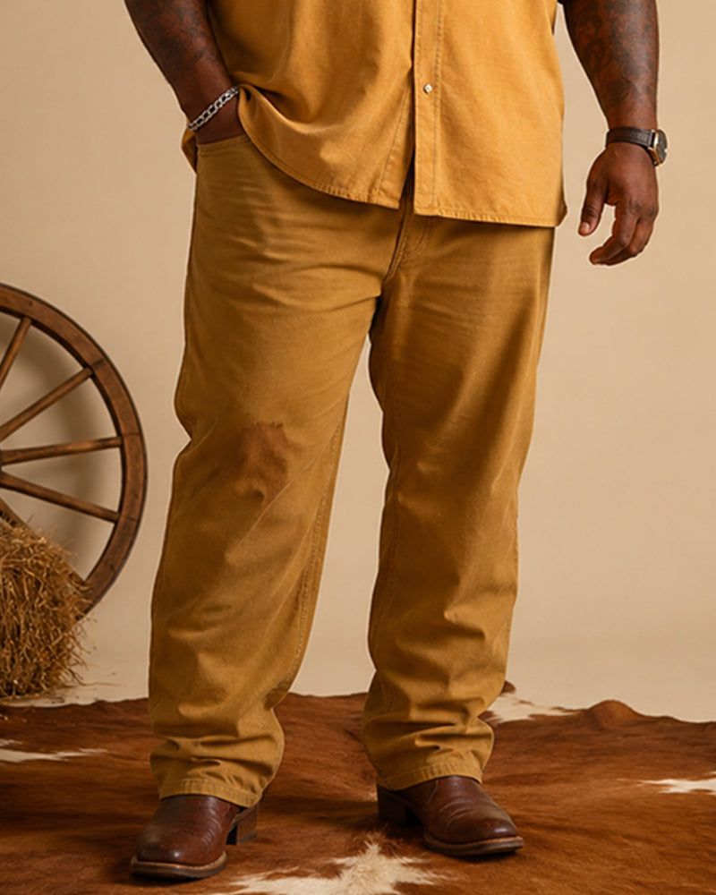 Big & Tall Men's Western Navajo Geometric Print Short Sleeve Shirt Pants Set
