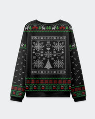 Big & Tall Men's Christmas Black Cat Graffiti Print Crewneck Ugly Sweater