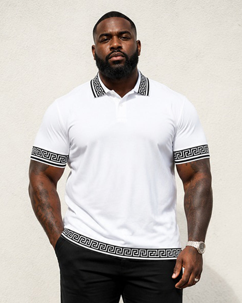 Big & Tall Men's Printed Polo Short Sleeve Pants Set