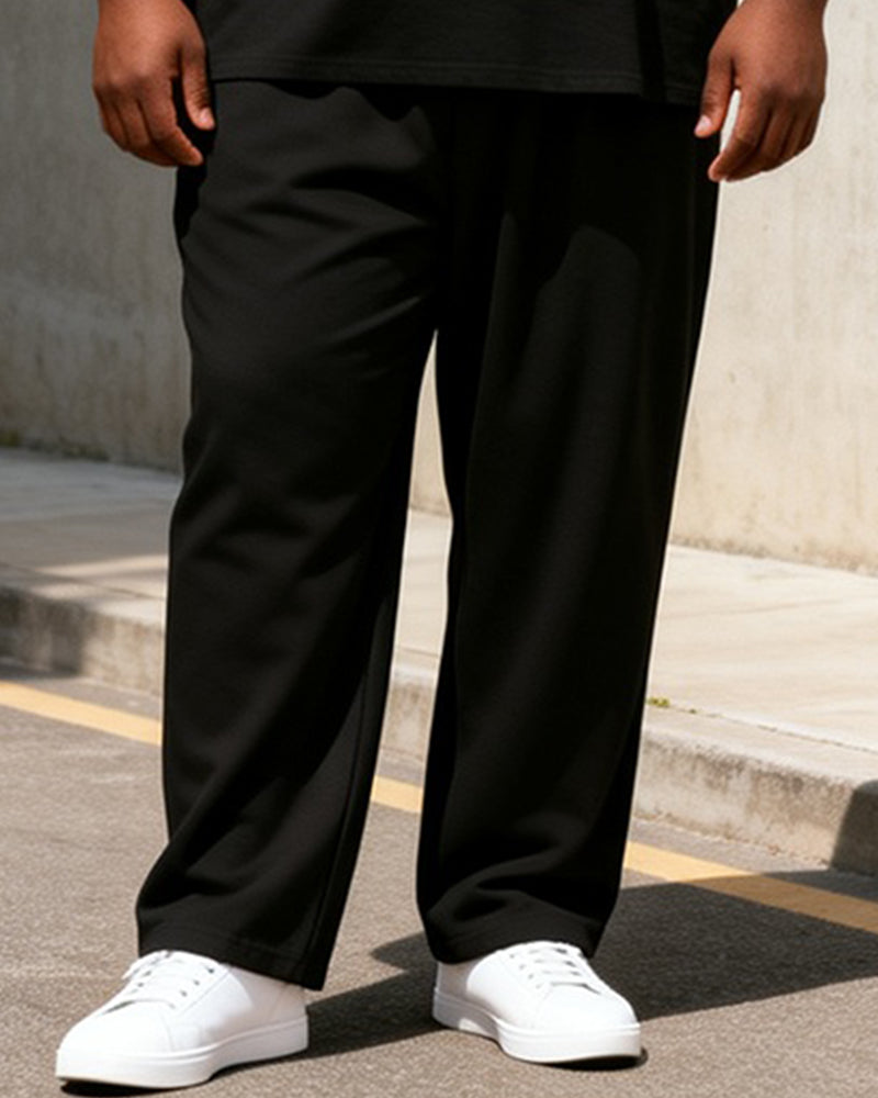 Big & Tall Men's Contrast Pocket Patchwork Printed Polo Short Sleeve Pants Set