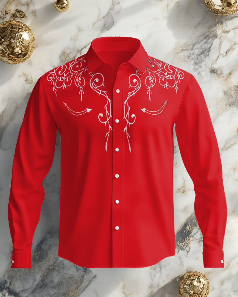 Men's Plus Size Causal Western Style Long Sleeve Shirt