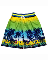 Big & Tall Men's Hawaii. Summer Yellow Gradient Green Coconut Tree Beach Pants