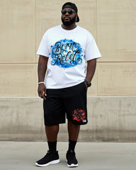 Big Man Street Fashion Handmade Art Personality Graffiti Short Sleeve T-Shirt Shorts Suit