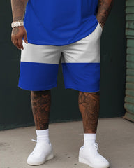 Big Men Street POLO Color Block Short Sleeve Shorts Set