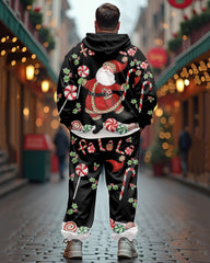 Men's Plus Size Tree Santa Cheer Snowflake Hoodie Set of Two