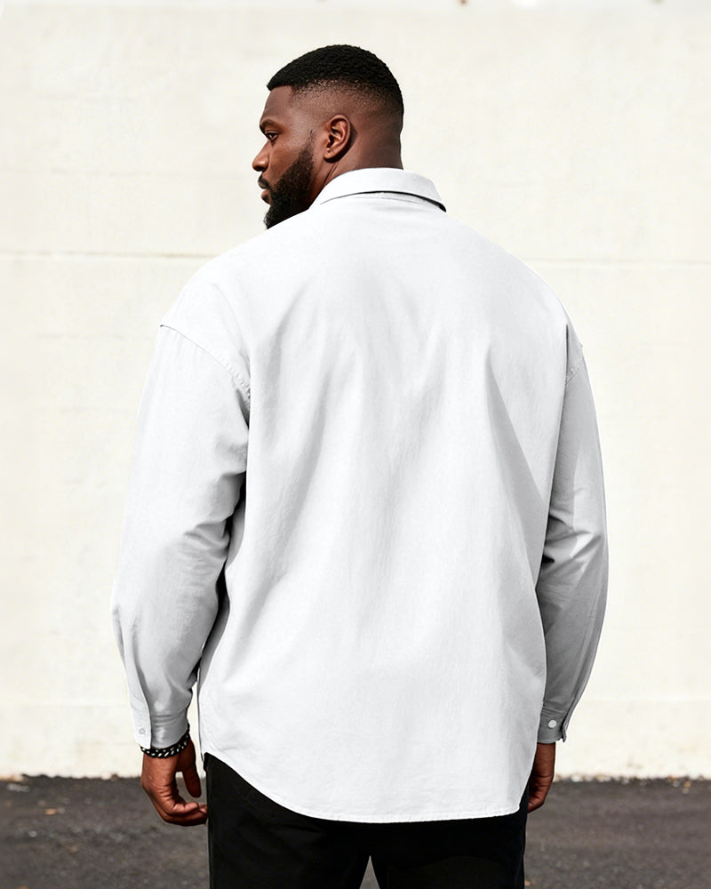 Big & Tall Men's Business Simple Striped Colorblock Printed Long Sleeve Shirt