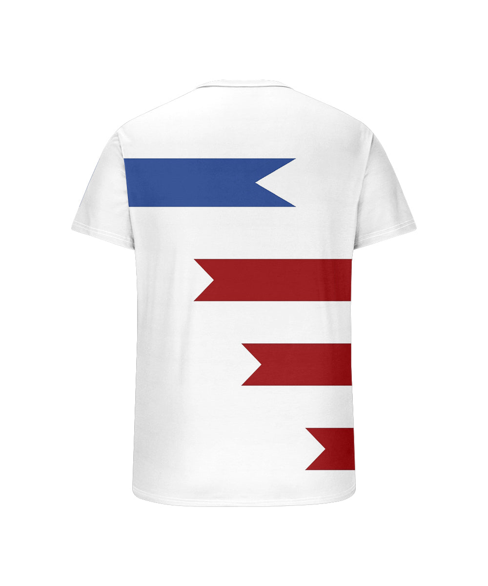 Men's Plus Size Independence Day American Flag Colorblock Printed Henry Collar Button Short Sleeve Tee