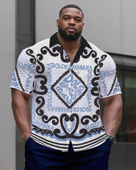 Big & Tall Men's Daily Casual Street Fashion High-grade Printed Shirt Shorts Suit