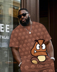 Men's Plus Size Classic Game Mushroom Prints T-Shirt Shorts Suit