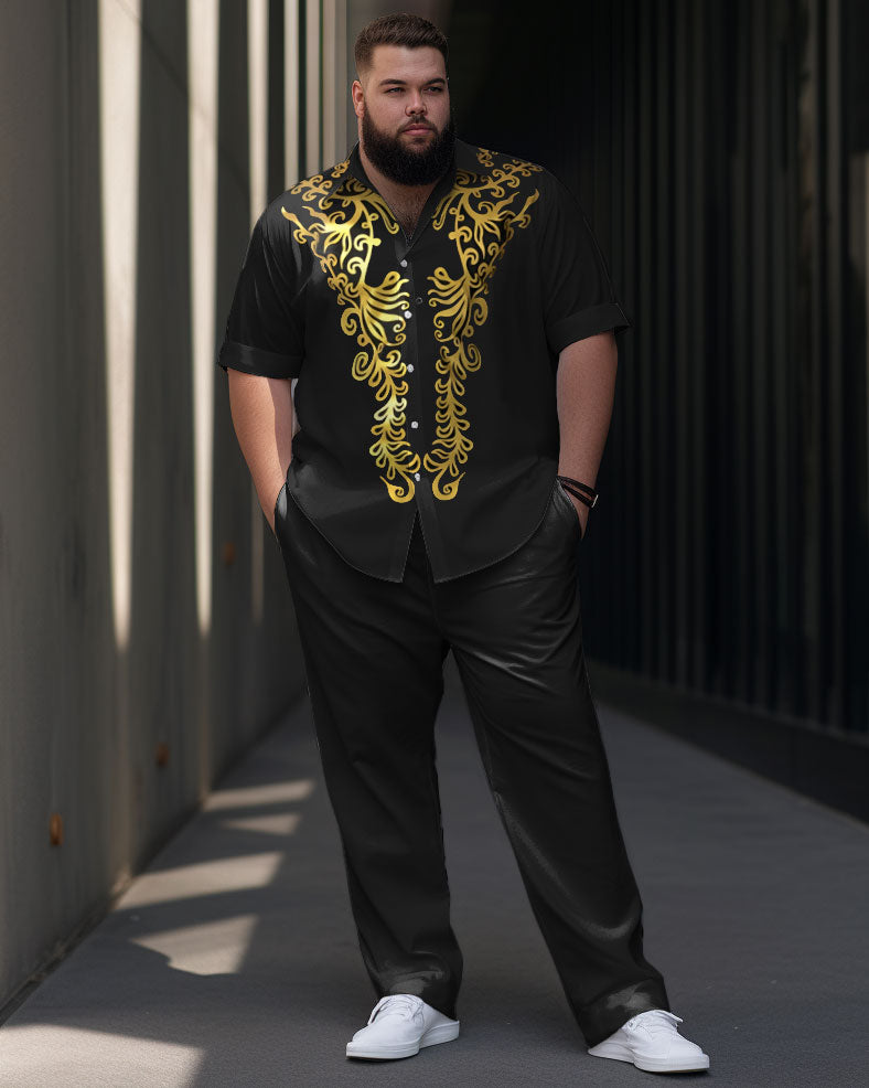 Men's Big & Tall Retro Pattern Ethnic Short Sleeve Walking Set