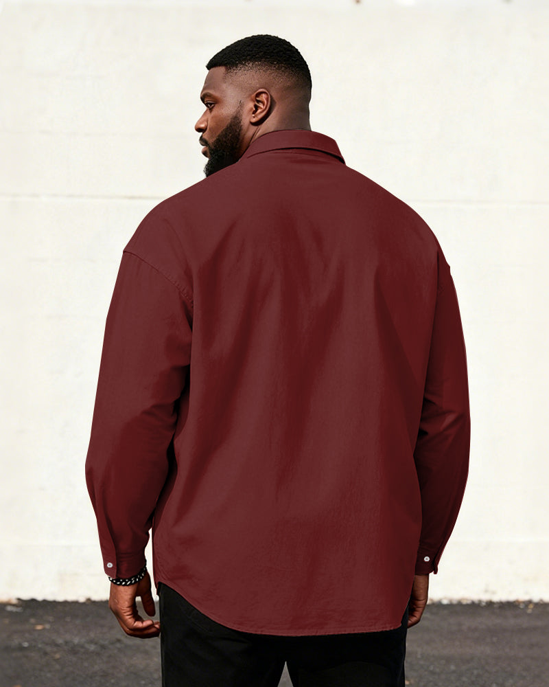 Big & Tall Men's Business Simple Striped Colorblock Printed Long Sleeve Shirt