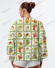 Women's Plus Size Retro Christmas Pattern Print Long Sleeve Sweatshirt