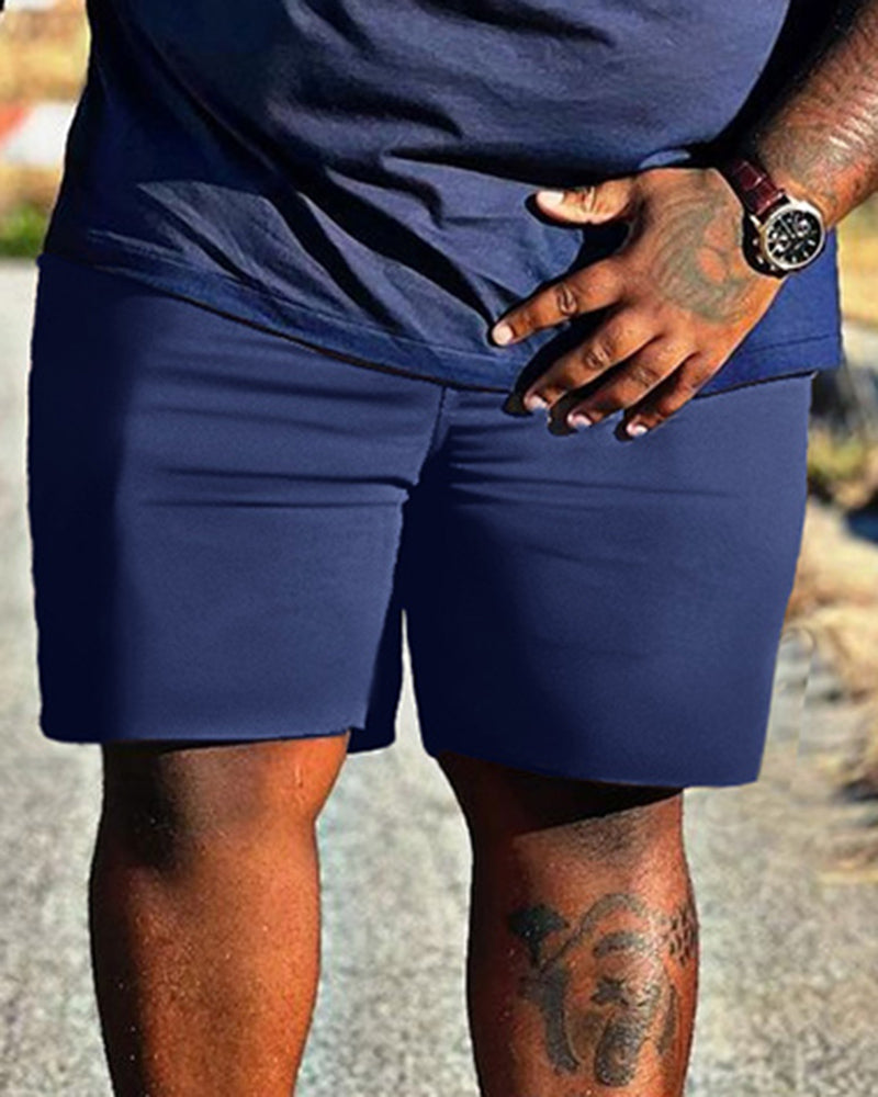 Men's Daily Casual Polo Printed Short Sleeve T-Shirt Set