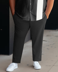 Men's Plus Size Business Casual Sports Graphic Bowling Short Sleeve Shirt Pants Set