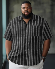 Big and Tall Men's Short Sleeve Button Summer Beach Work Shirt