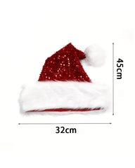 Sparkling Christmas Ball Hat With Fuzzy Pom Pom