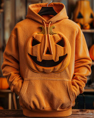 Big Men's Halloween Fashion 3D Pumpkin Monster Hooded Long Sleeve Hoodie