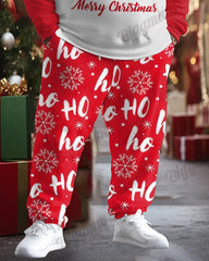 Men's Oh Oh Merry Christmas Print Plus Size Hoodie Suit