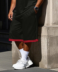 Men's Big and Tall Funny Letter SOCCER & Football Printed Basketball Vest and Shorts Set