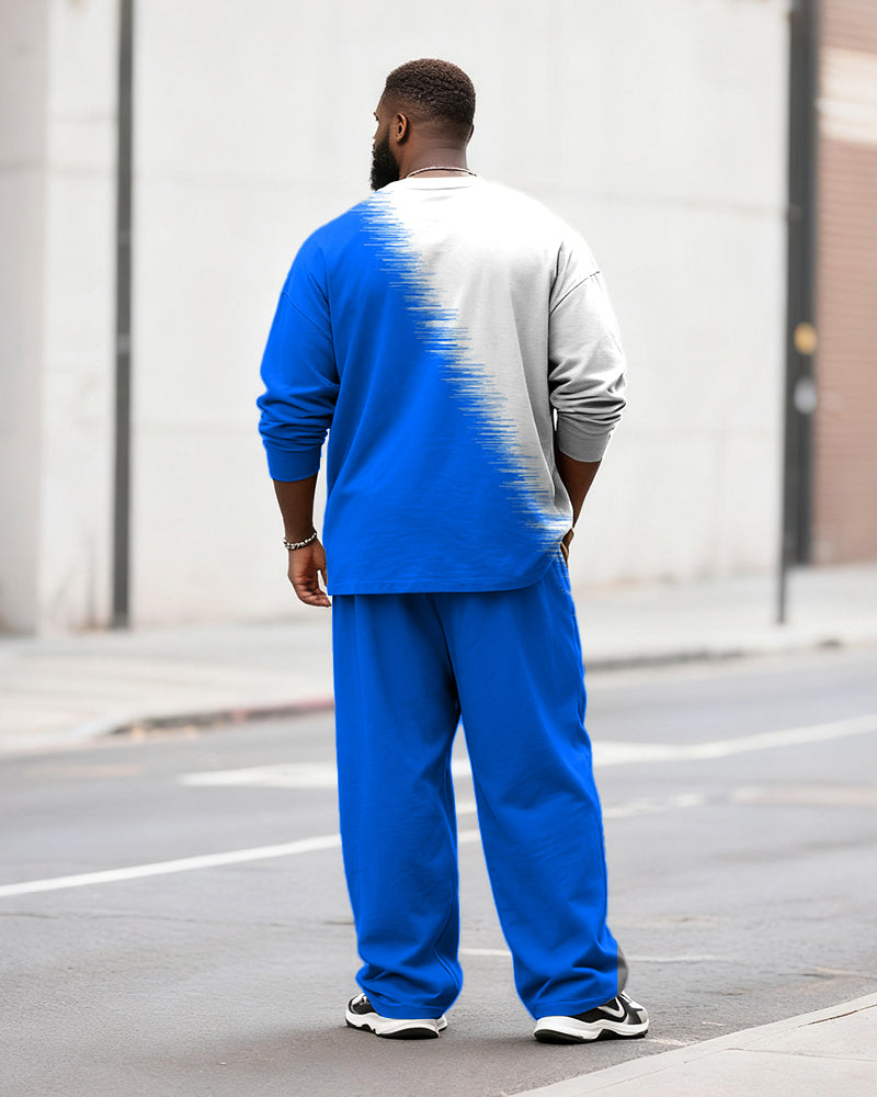 Big & Tall Men's Casual Gradient Faith Letter Printed Long Sleeve T-Shirt Pants Set