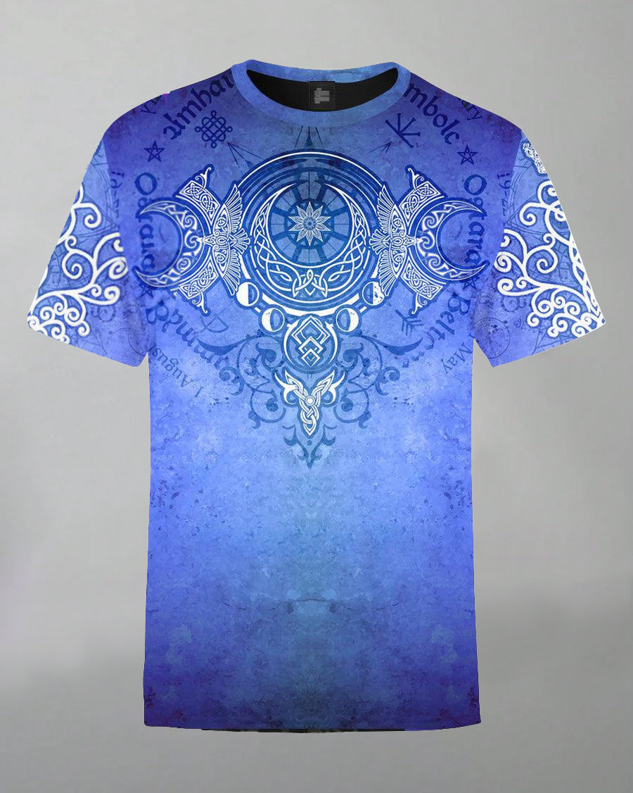 Men's Plus Size Blue Esbat Print T-Shirt Shorts Suit