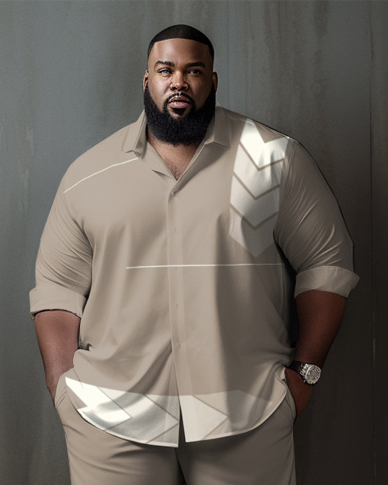 Men's Plus Size Business Geometric Print Two-Piece Set