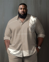 Men's Plus Size Business Geometric Print Two-Piece Set