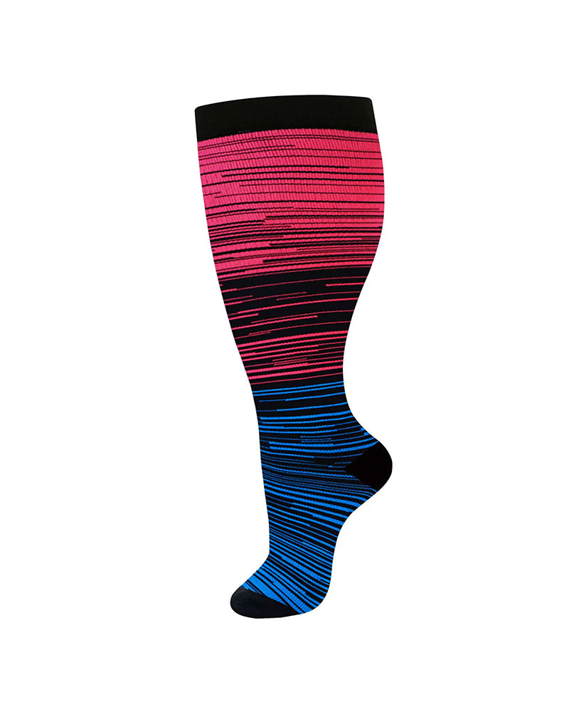 2XL-4XL Gradient Striped Running Fitness Compression Socks, For Obese Men And Women Sports Socks