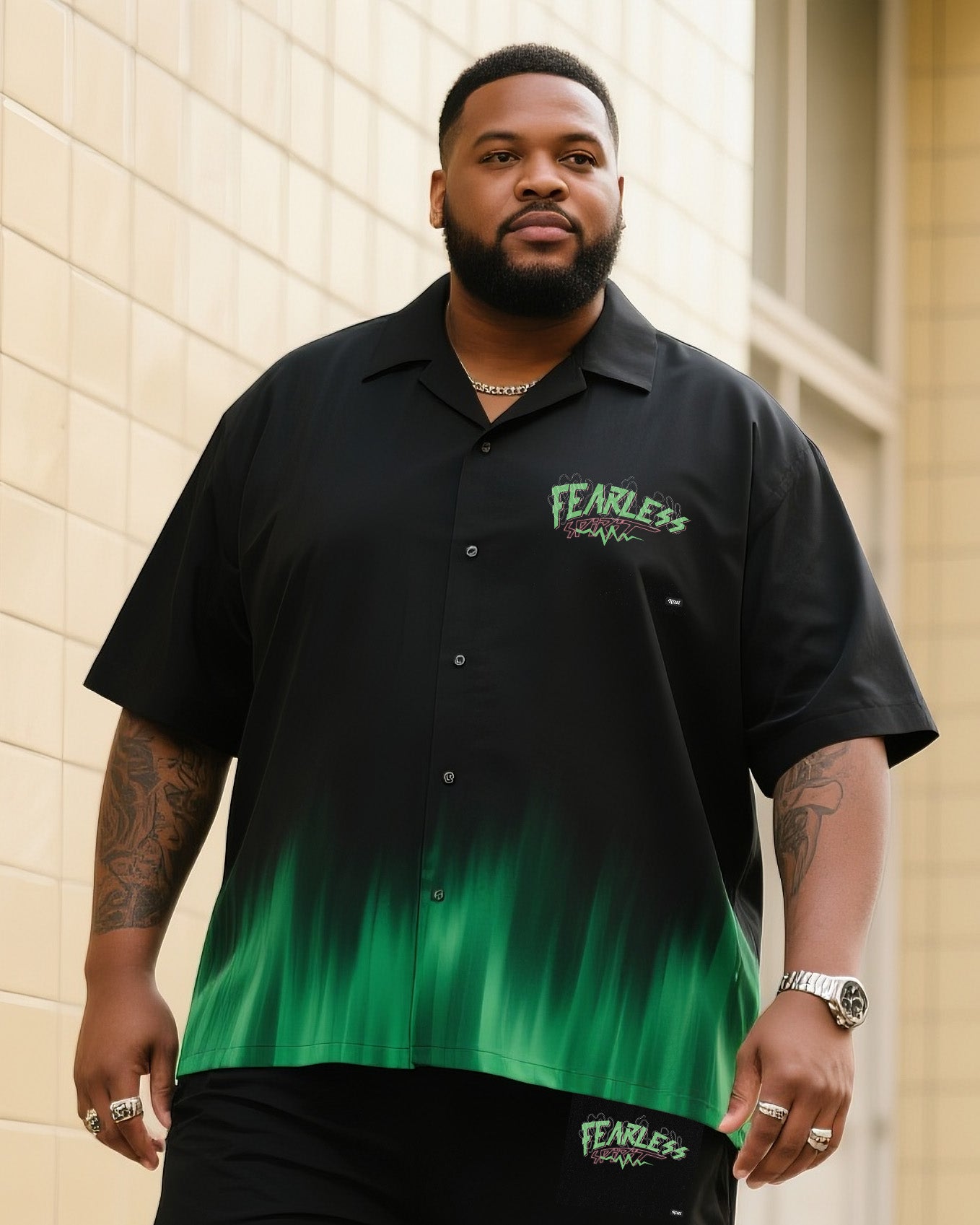 Big Man's Aurora Gradient Microstandard Short Sleeve Shirt Shorts Suit