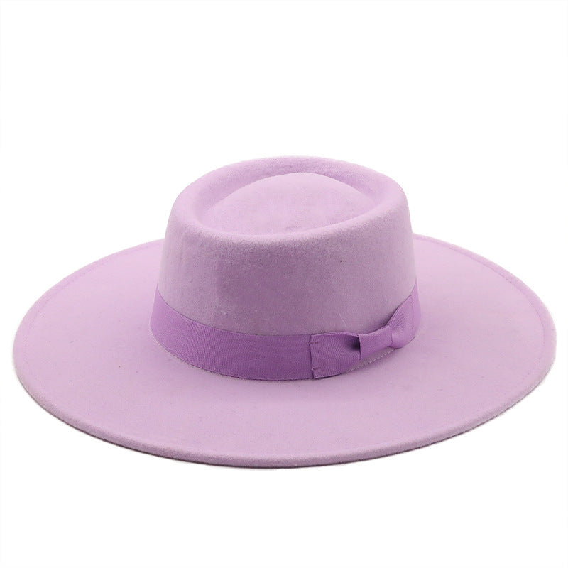 Multicolor Autumn/Winter Wool Big Brim Jazz Hat