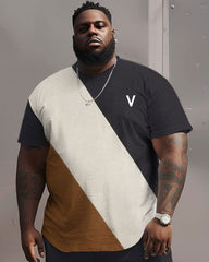 Street Casual Irregular Color-block Printed Large Men's Set