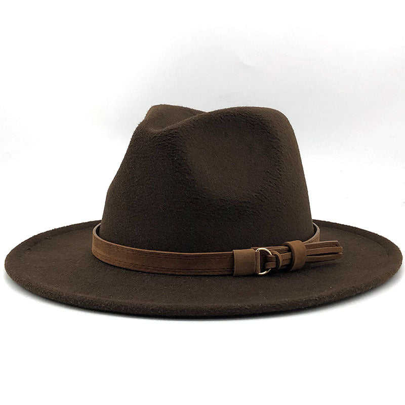 Multi-Color Hat Suede Belt Woolen Hat British Style Jazz Hat