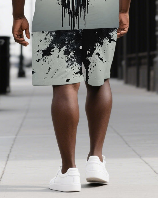 Exhale Your Fear Like Skulls Big & Tall Men's Skull Theme Short Sleeve T-shirt 2-Piece Set