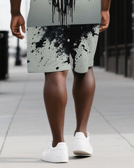 Exhale Your Fear Like Skulls Big & Tall Men's Skull Theme Short Sleeve T-shirt 2-Piece Set