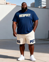 Big & Tall Men's RESPECT Letter-Print Crewneck Short-Sleeve T-Shirt And Shorts Set