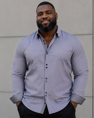 XS-3XL Business Casual Long Sleeve Stretch Double-breasted Colorblock Shirt-Ironing Free