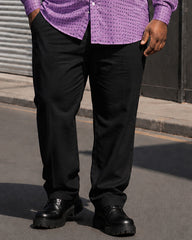 Big & Tall Men's Black And Purple Wave Dot Gradient Printed Long Sleeve Shirt Trousers Set