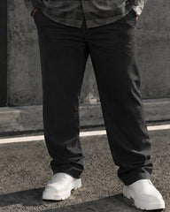 Big & Tall Men's Dark Gray Check Print Long Sleeve Shirt Trousers Set