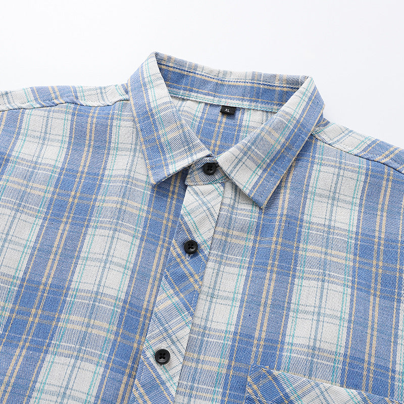 M-4XL Lapel Plaid Shirt