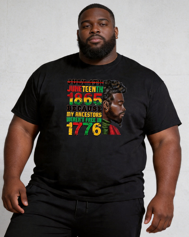 Big & Tall Men's Juneteenth Black Portrait Logo Print Crewneck Short-Sleeve T-Shirt