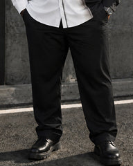 Big & Tall Men's Black And White Oblique Gradient Printed Long Sleeve Shirt Pants Set