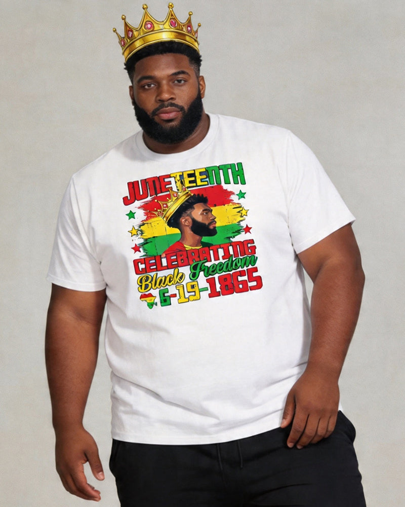 Big & Tall Men's Juneteenth 1865 Black Crown Head Printed Crewneck Short Sleeve T-Shirt