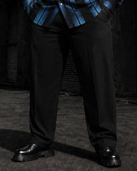 Big & Tall Men's Blue And Black Vertical Stripe Print Long Sleeve Shirt Pants Set
