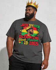 Big & Tall Men's Juneteenth 1865 Black Crown Head Printed Crewneck Short Sleeve T-Shirt
