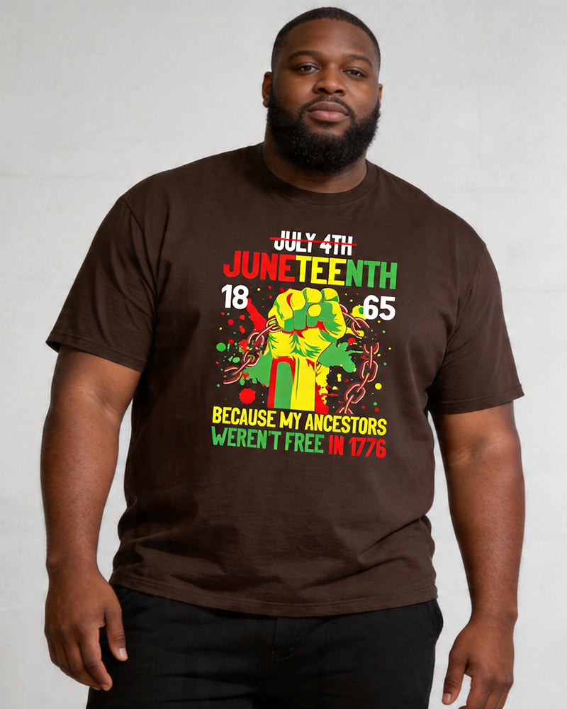 Big & Tall Men's Juneteenth Break Free Chain Fist Print Crewneck Short Sleeve T-Shirt