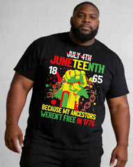 Big & Tall Men's Juneteenth Break Free Chain Fist Print Crewneck Short Sleeve T-Shirt