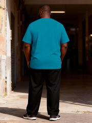 Big & Tall Men's Lake Blue Faith Lion Head Printed T-Shirt Pants Set