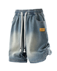 L-9XL Star-Print Denim Loose Straight Casual Shorts