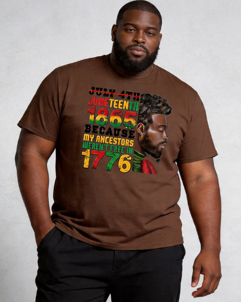 Big & Tall Men's Juneteenth Black Portrait Logo Print Crewneck Short-Sleeve T-Shirt